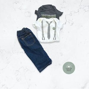 ⭐️2/$20 Calvin Klein | size 0-3m cute diaper onesie and jeans set.